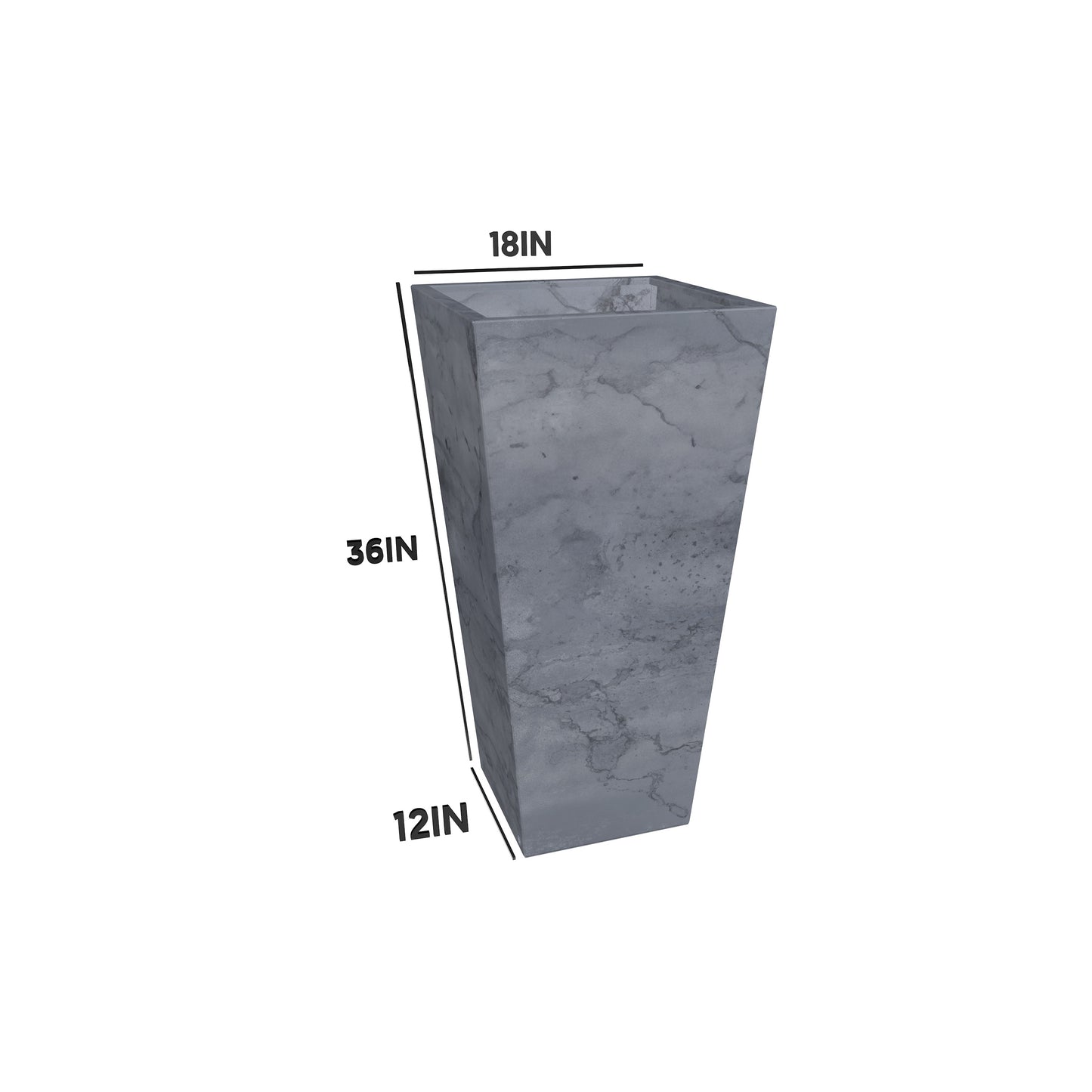 Tapered Steel Planter Box (18" L x 18" W x 36" H)