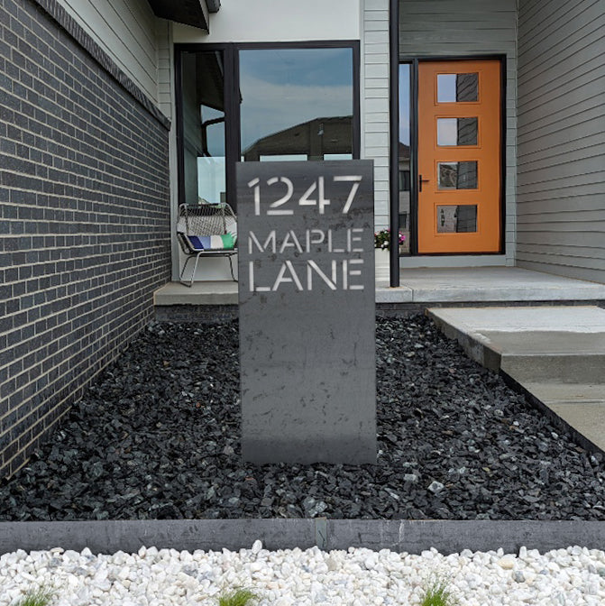 COR-TEN Steel Street Address Sign – Edge Right