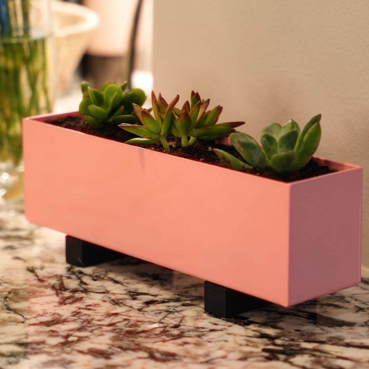 Steel Planter Box (12" L x 3" W x 3.5" H)